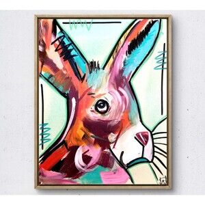 WS original jack rabbit painting 14X11 canvas acrylic abstract modern wall art
